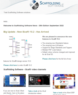 Thumbnail image of Newsletter #35 September 2022 Scaffolding Software News